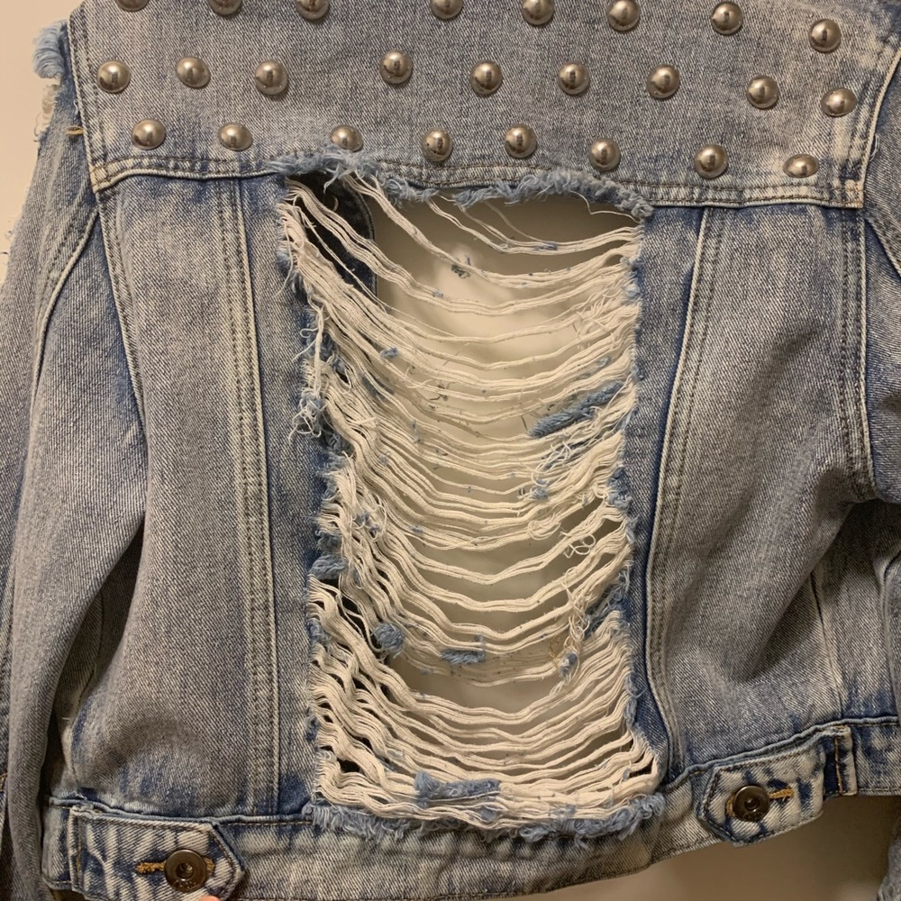 Denim blue cropped jacket - Picture 6 of 8